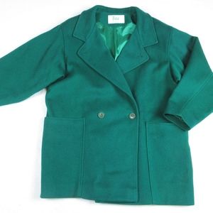 Vintage Emerald Green Wool Blanket Coat Sz S, M - image 1